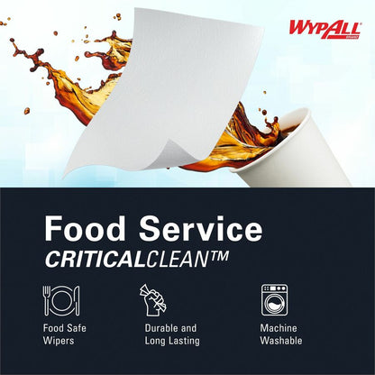 Wypall CriticalClean Heavy Duty Foodservice Cloths - Quarter-fold - 12.50" Width x 23.50" Length - White - Hydroknit - 1