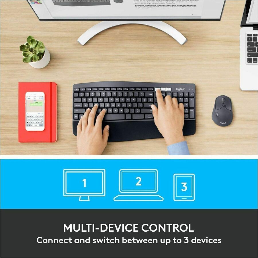 Logitech MK850 Performance Wireless Keyboard and Mouse Combo - USB Wireless Bluetooth/RF Keyboard - USB Wireless Bluetoo