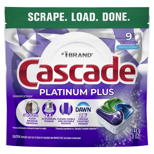 Cascade Platinum Plus Fresh Scent Pods Dishwasher Detergent 5 oz 9 pk
