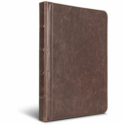 Samsill Letter Pad Folio - 8 1/2" x 11" - Faux Leather, Vinyl - Dark Brown - Pen Loop, Zipper Closure, Notepad, Hard Wea
