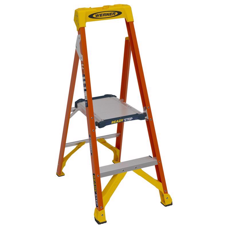 Werner Ready Step 4 ft. H Fiberglass Platform Ladder Type IA 300 lb. cap.
