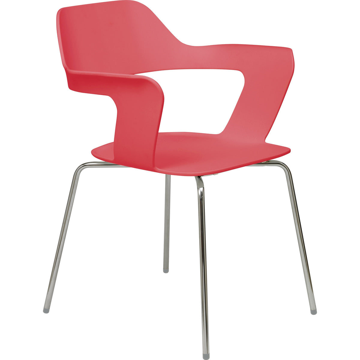 KFI Julep Poly Chair-Red - Chrome Frame Color - Tubular Steel Frame Material - Four-legged Base - Red - Fiberglass Reinf