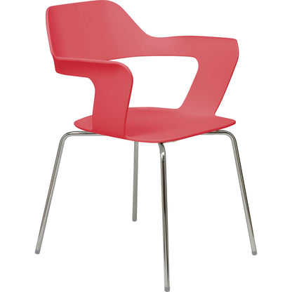 KFI Julep Poly Chair-Red - Chrome Frame Color - Tubular Steel Frame Material - Four-legged Base - Red - Fiberglass Reinf