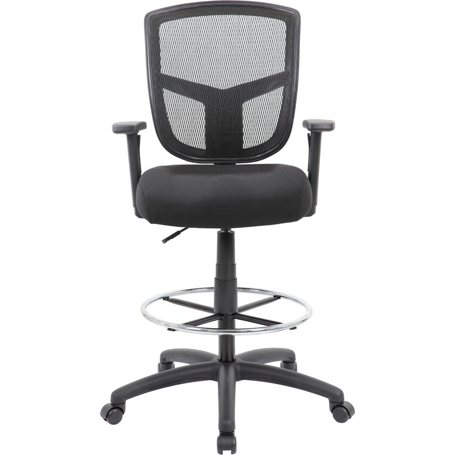 Boss Stool, Mesh, Black - Black Seat Color - High Density Foam (HDF) Seat Material - Black Back Color - 5-star Base - 1 