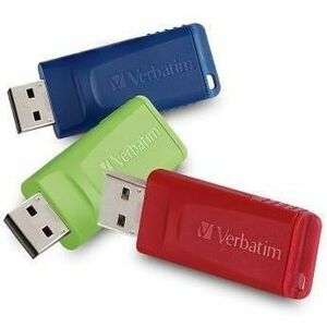 Verbatim 32GB Store 'n' Go USB Flash Drive - 3pk - Red, Green, Blue - 32 GB - USB 2.0 Type A - Blue, Green, Red - Lifeti