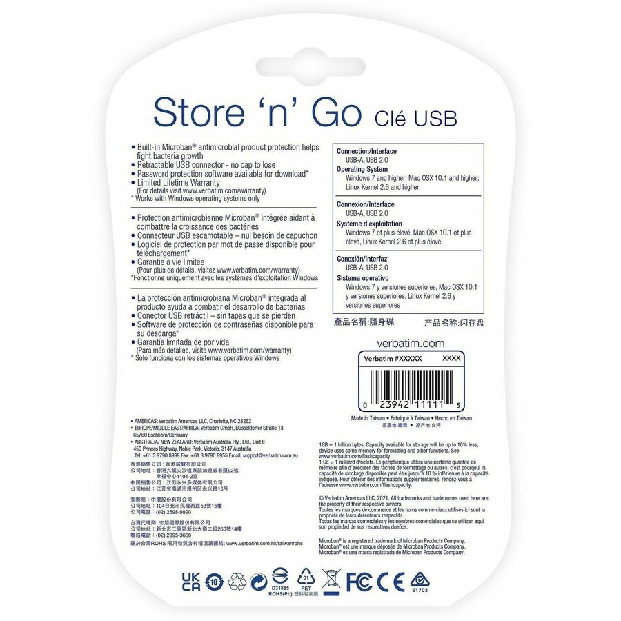 Verbatim 64GB Store 'n' Go USB Flash Drive - 2pk - Blue, Green - 64 GB - USB 2.0 Type A - Blue, Green - Lifetime Warrant