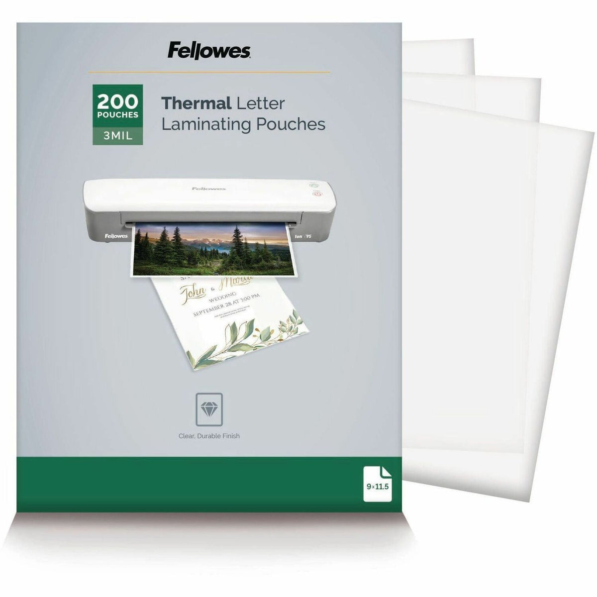 Fellowes Letter-Size Thermal Laminating Pouches - Sheet Size Supported: Letter 8.50" Width x 11" Length - 200 / Pack