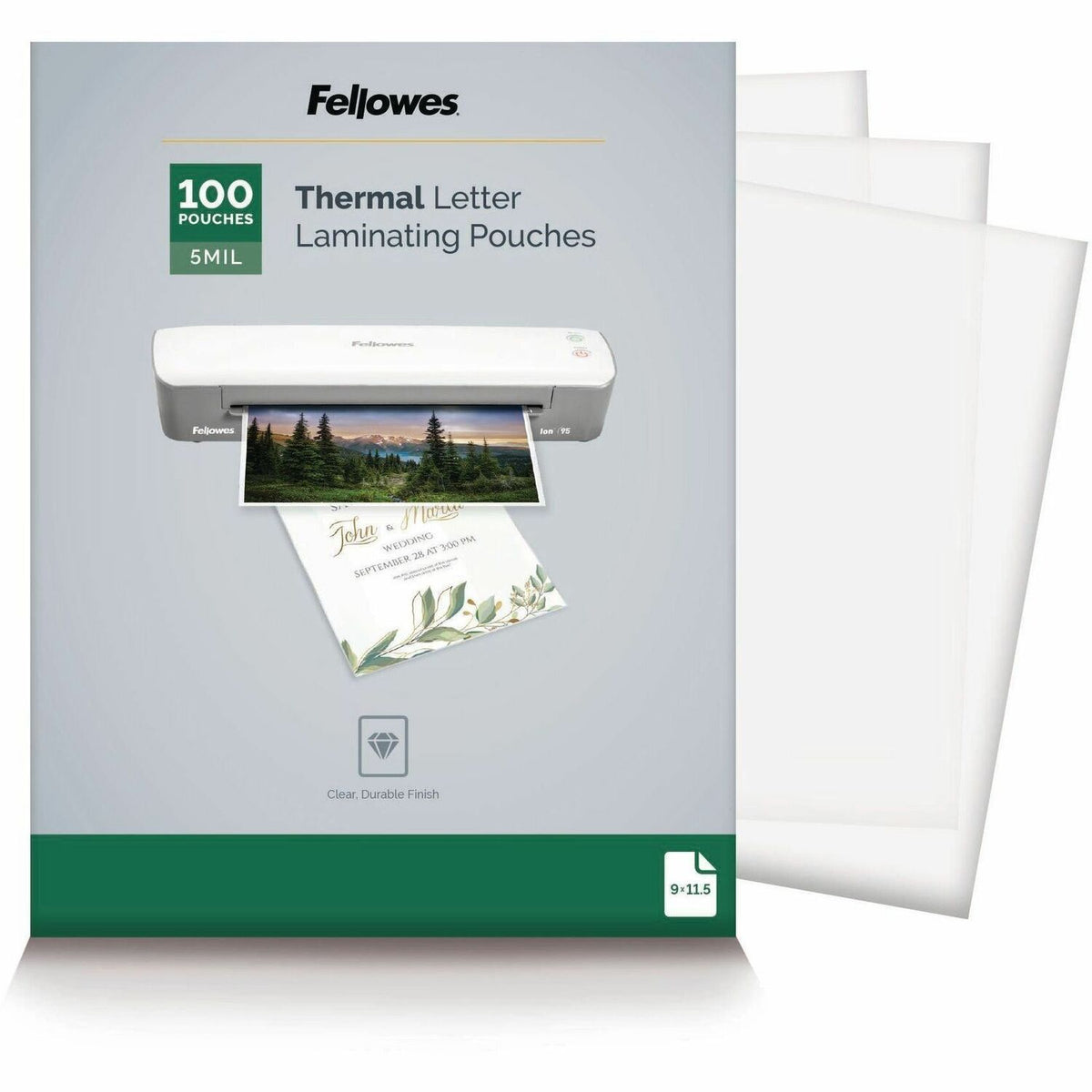 Fellowes Letter-Size Thermal Laminating Pouches - Sheet Size Supported: Letter 8.50" Width x 11" Length - 100 / Pack