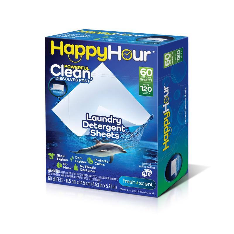Happy Hour Fresh Scent Laundry Detergent Sheets 60 pk