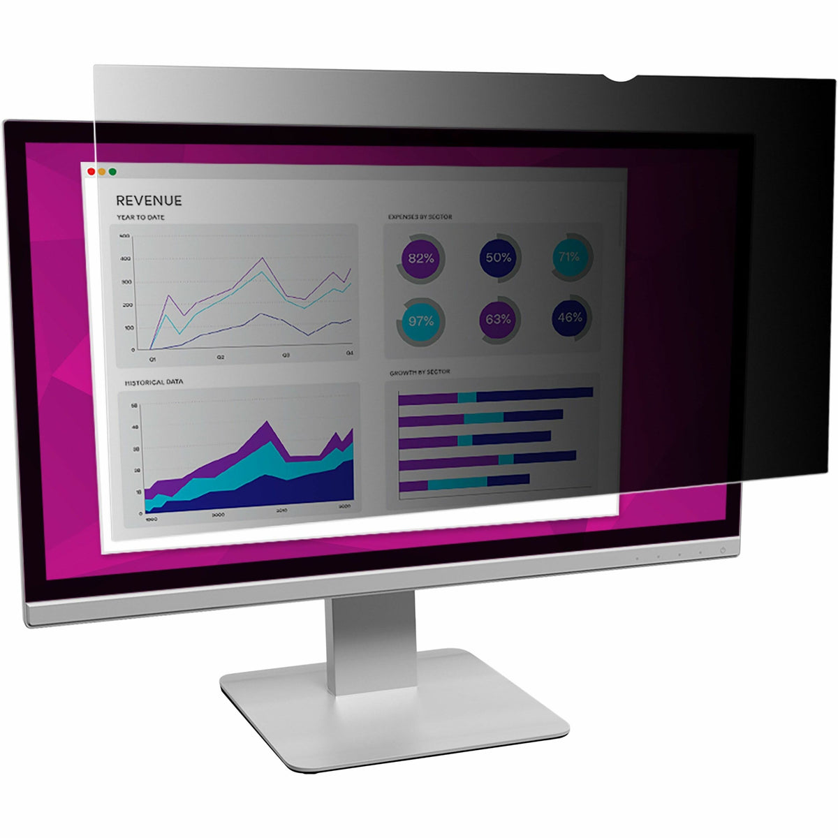 3M High Clarity Privacy Filter Black, Glossy - For 21.5" Widescreen LCD Monitor - 16:9 - Scratch Resistant, Dust Resista
