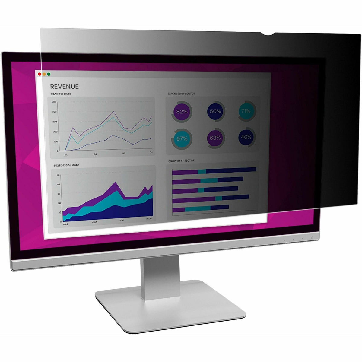 3M High Clarity Privacy Filter Black, Glossy - For 24" Widescreen LCD Monitor - 16:10 - Scratch Resistant, Dust Resistan