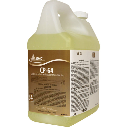 RMC CP-64 Cleaner - For Toilet - Concentrate - 64 fl oz (2 quart) - Fresh Lemon Scent - Disinfectant - Yellow - 4 / Cart