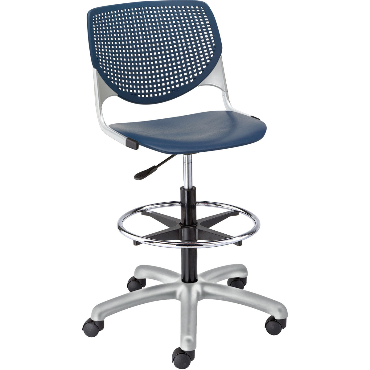KFI Kool Collection 2300 Armless Stool with Casters - Polypropylene Seat Material - Polypropylene Back Material - 1 Each