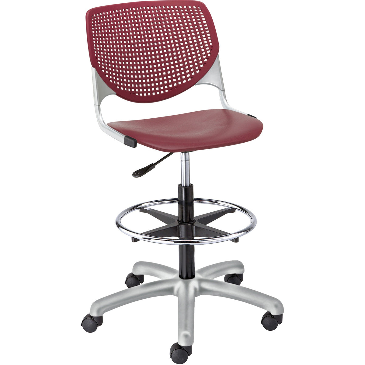 KFI Kool Collection 2300 Armless Stool with Casters - Polypropylene Seat Material - Polypropylene Back Material - 1 Each
