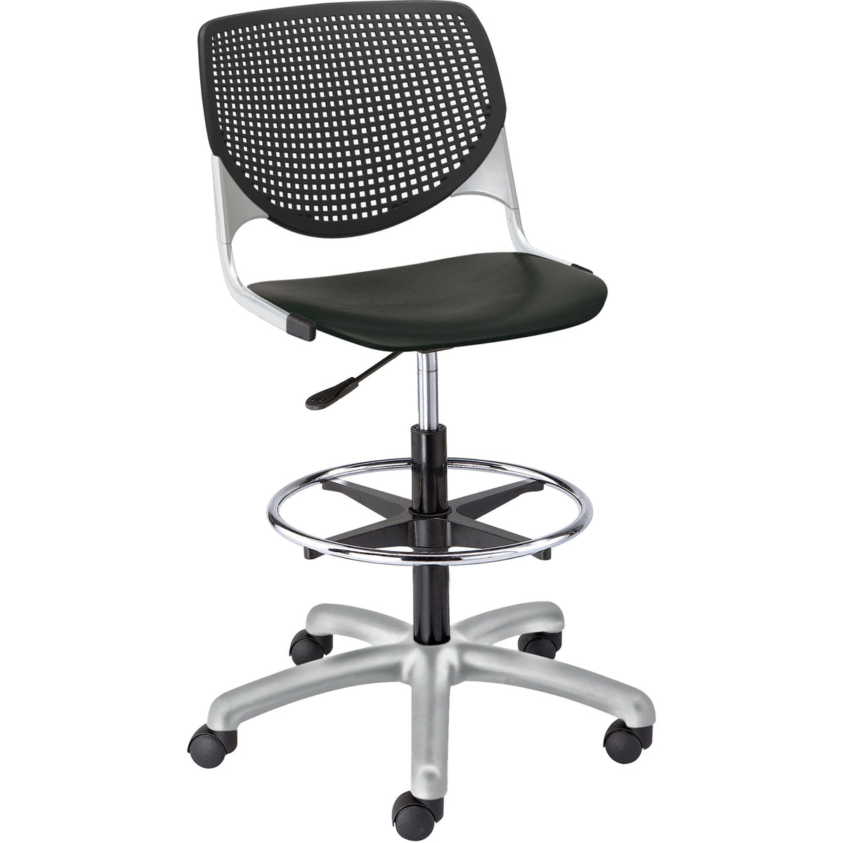 KFI Armless-Casters - Polypropylene Seat Material - Polypropylene Back Material - Powder Coated Silver Frame Color - Ste