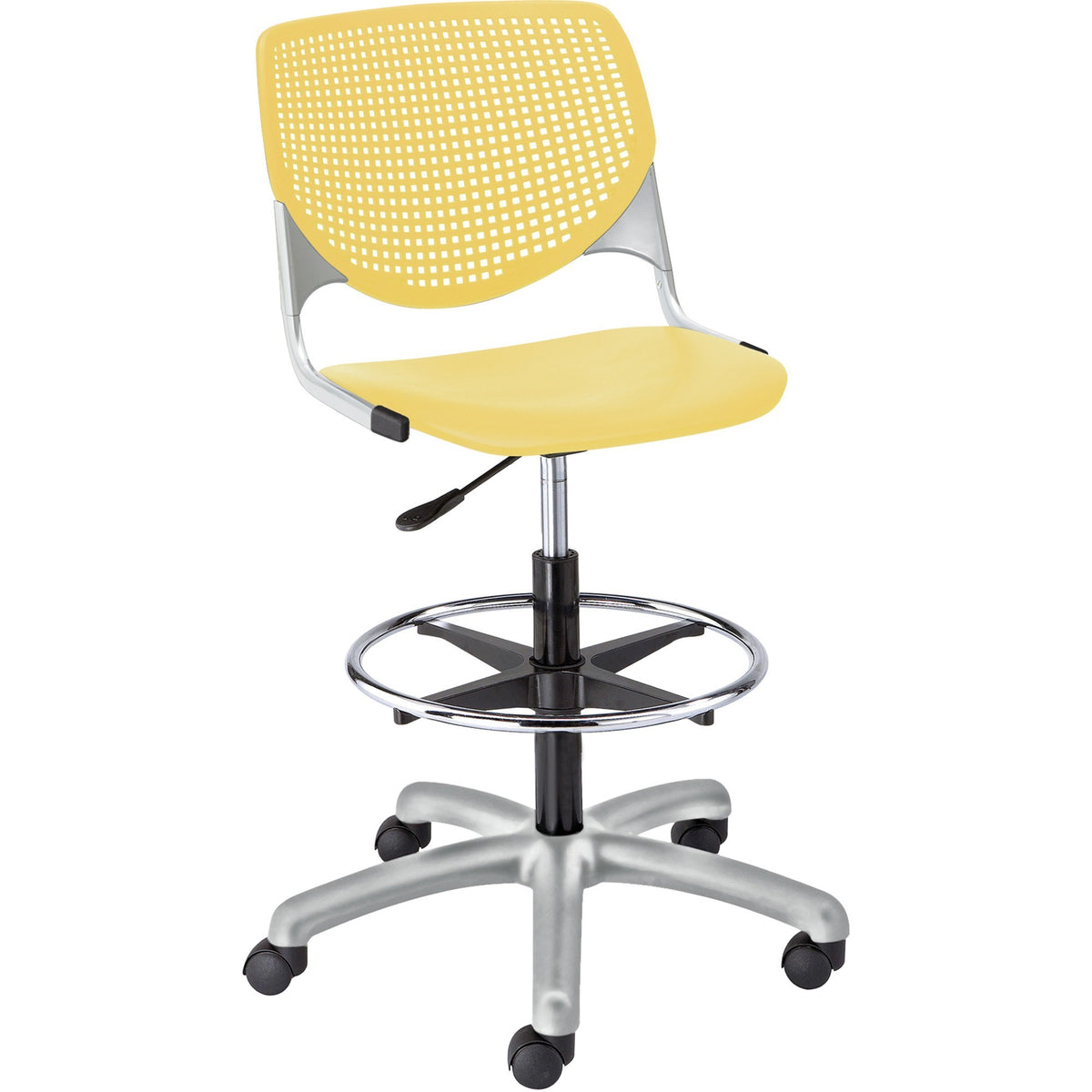 KFI Armless-Casters - Polypropylene Seat Material - Polypropylene Back Material - Powder Coated Silver Frame Color - Ste