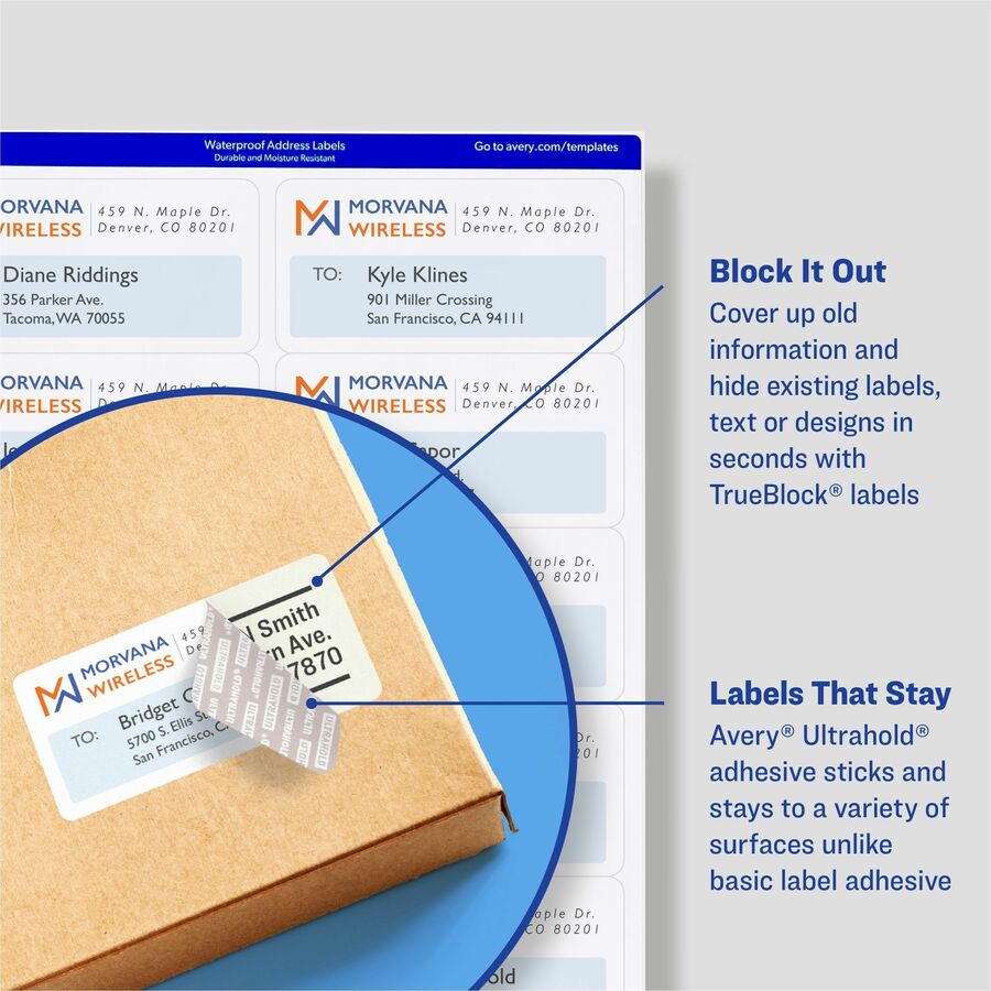 Avery® 2" x 4" Labels, Ultrahold®, 5,000 Labels (95523) - 2" Width x 4" Length - Permanent Adhesive - Rectangle - Laser 
