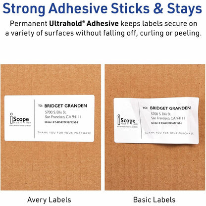 Avery® 2" x 4" Labels, Ultrahold®, 5,000 Labels (95523) - 2" Width x 4" Length - Permanent Adhesive - Rectangle - Laser 