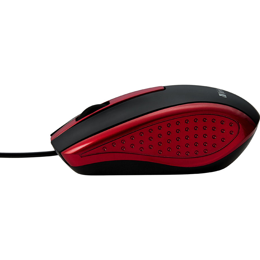Verbatim Corded Notebook Optical Mouse - White - Optical - Cable - Red - USB Type A - Scroll Wheel - 3 Button(s) - 1 Eac