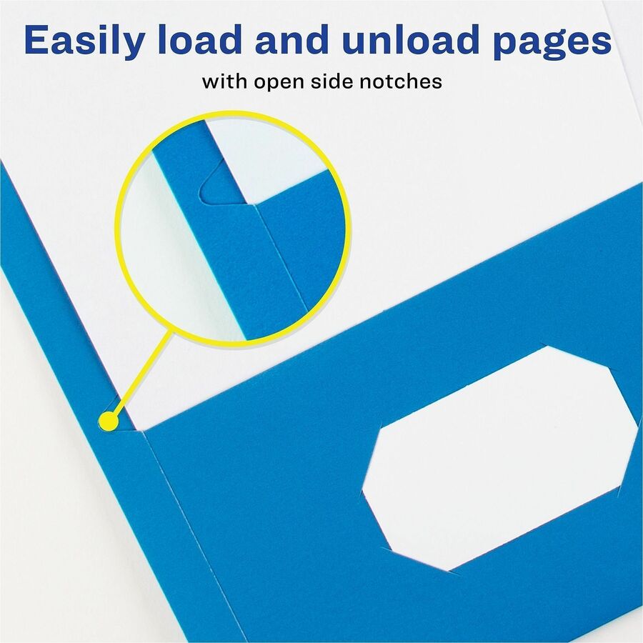 Avery® Letter Pocket Folder - 8 1/2" x 11" - 40 Sheets Capacity - 2 Internal Pocket - Light Blue - Embossed - 25/Box - 5