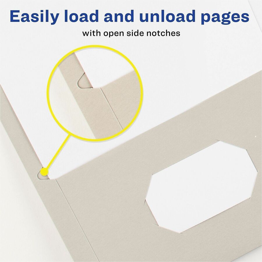 Avery® Letter Pocket Folder - 8 1/2" x 11" - 40 Sheets Capacity - 2 Internal Pocket - Embossed Paper - Gray - Embossed -