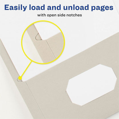 Avery® Letter Pocket Folder - 8 1/2" x 11" - 40 Sheets Capacity - 2 Internal Pocket - Embossed Paper - Gray - Embossed -