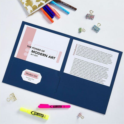 Avery® Letter Pocket Folder - 8 1/2" x 11" - 40 Sheets Capacity - 2 Internal Pocket - Embossed Paper - Assorted - Emboss