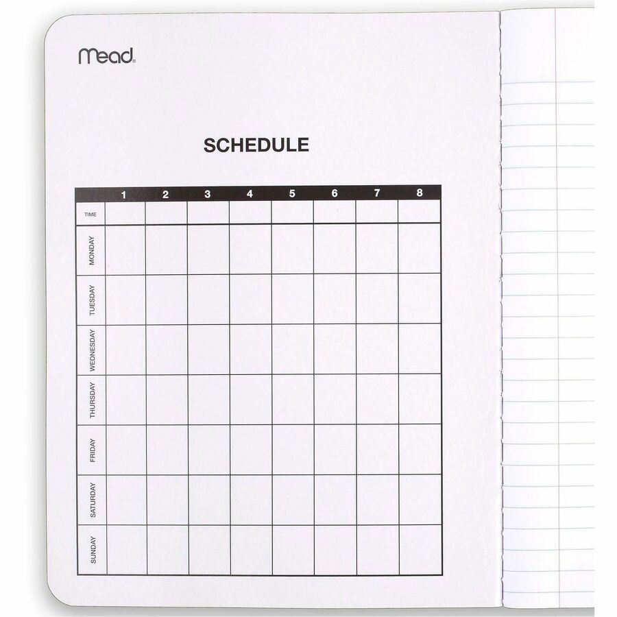 Mead Wide Ruled Composition Notebook - 100 Sheets - Sewn - 7 1/2" x 9 3/4" Sheet Size - White Paper - Black Marble Cover