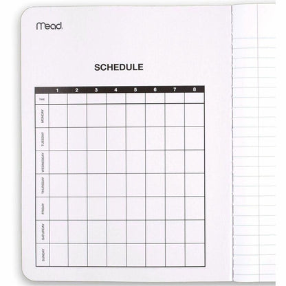 Mead Wide Ruled Composition Notebook - 100 Sheets - Sewn - 7 1/2" x 9 3/4" Sheet Size - White Paper - Black Marble Cover