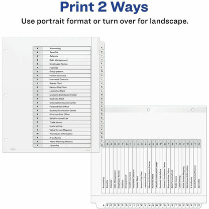 Avery Extra-Wide Dividers, 26 Tabs, Ready Index (11166) - 26 x Divider(s) - 26 Tab(s) - Alphabet - A-Z, Table of Content