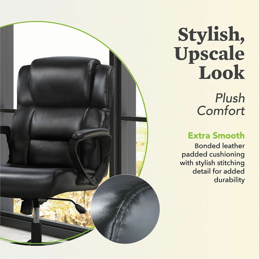 Sadie Mid-Back Executive Chair - Black Seat Color - SofThread Leather Seat Material - Black Back Color - SofThread Leath