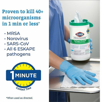 Clorox Healthcare Hydrogen Peroxide Cleaner Disinfectant Wipes - For Multipurpose, Multi Surface - Wipe - 5.75" Length x