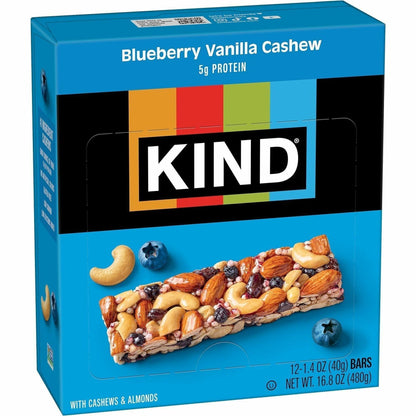 KIND Blueberry Vanilla Cashew Nut Bars - Trans Fat Free, High-fiber, Low Sodium, Dairy-free, Gluten-free, Peanut-free - 