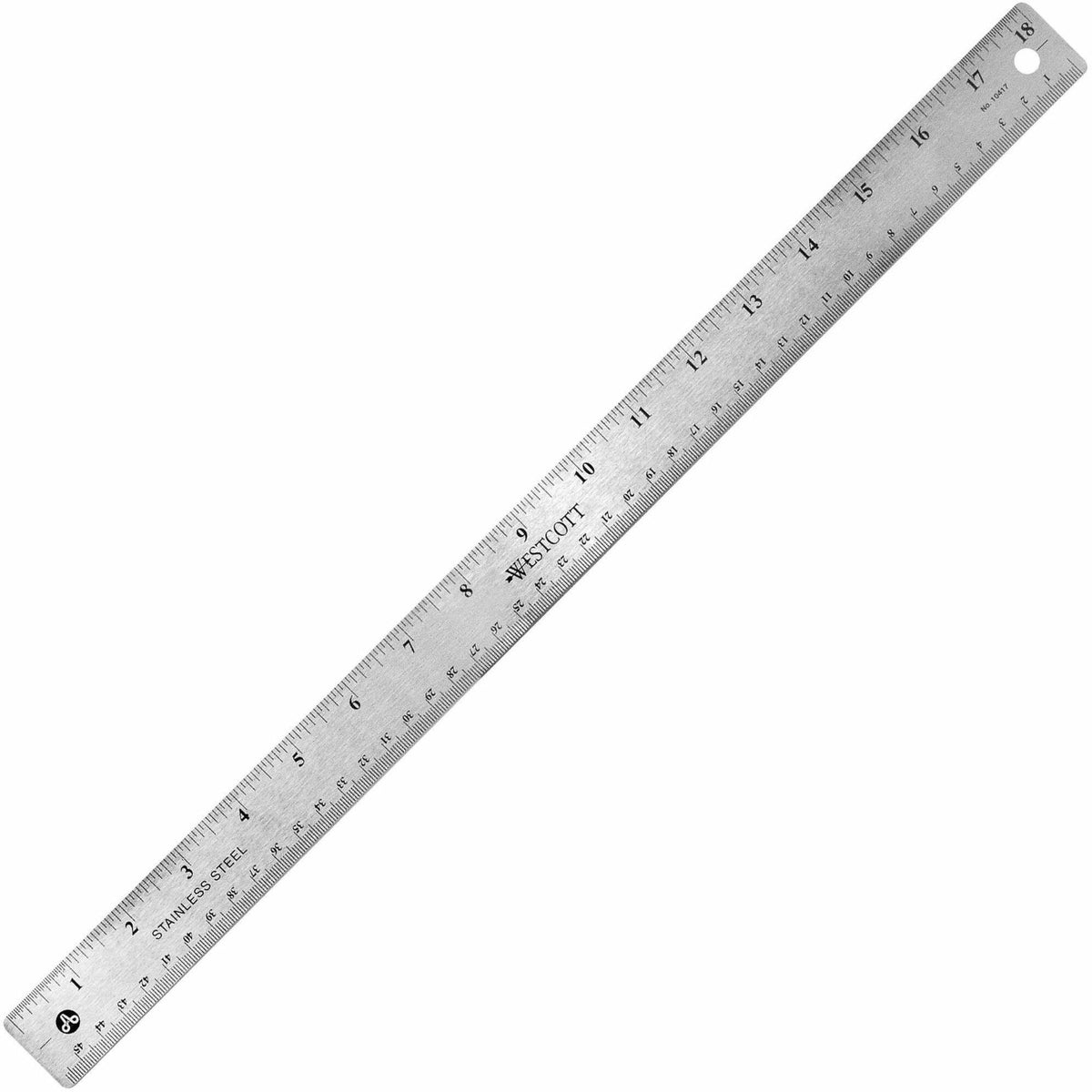 Westcott Stainless Steel Rulers - 18" Length x 1" Width - 1/16, 1/32 Graduations - Metric, Imperial Measuring System - S