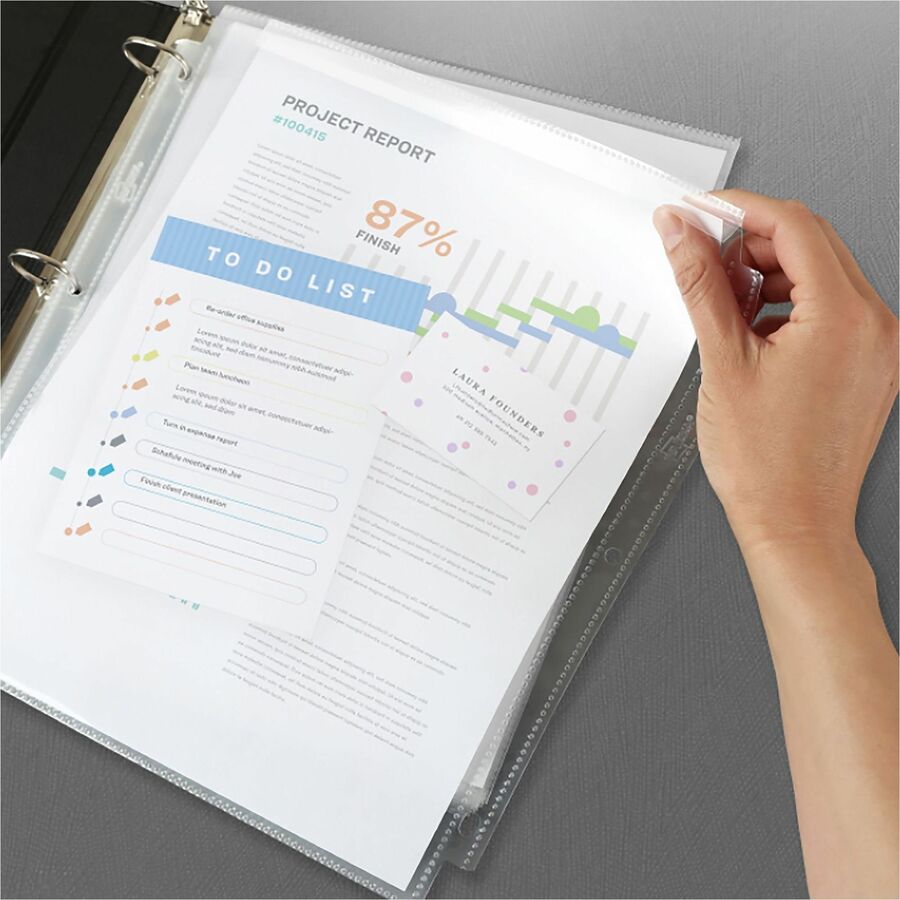 Avery® Secure Top Sheet Protectors - For Letter 8 1/2" x 11" Sheet - 3 x Holes - Ring Binder - Top Loading - Clear - Pol