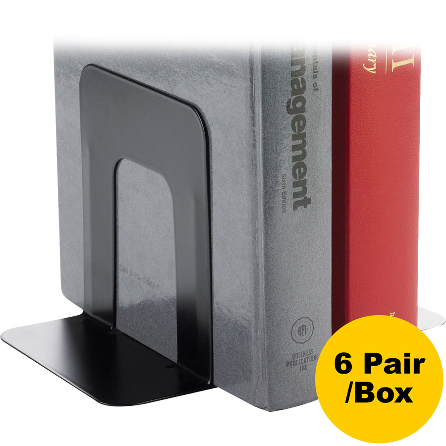 Business Source Heavy-gauge Steel Book Supports - 5.25" Height x 5" Width x 4.75" Depth - Desktop - 6 / Box