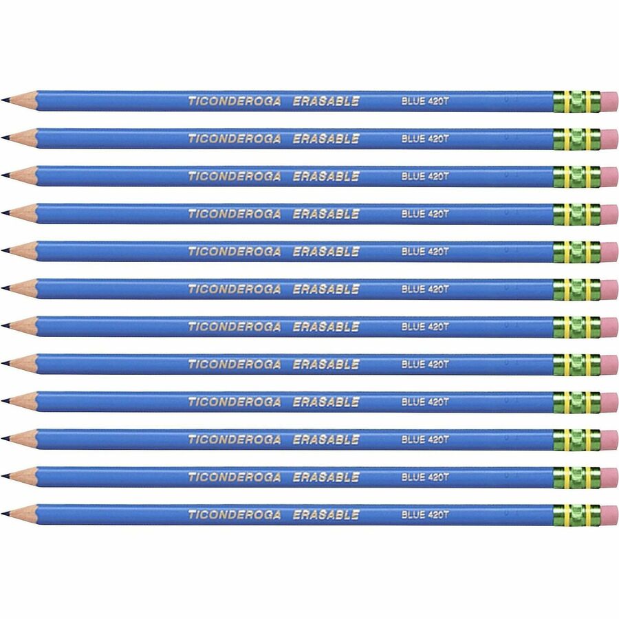 Ticonderoga Pre-Sharpened Erasable Checking Pencils - Blue Lead - HB - 1 Dozen/Box - 6 / Carton