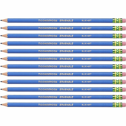 Ticonderoga Pre-Sharpened Erasable Checking Pencils - Blue Lead - HB - 1 Dozen/Box - 6 / Carton