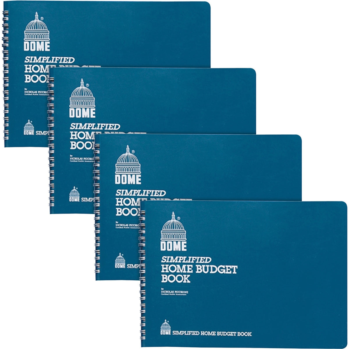 Dome Simplified Home Budget Book - 64 Sheet(s) - Wire Bound - 10.50" x 7.50" Sheet Size - White - White Sheet(s) - Blue 