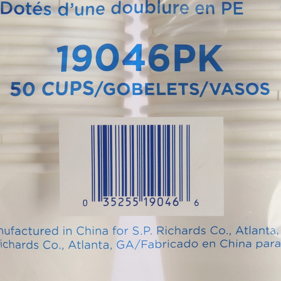 Genuine Joe 10 oz Disposable Hot Cups - 10 fl oz - White - Polyethylene - Hot Drink, Beverage - 50/Pack - 5 / Bundle