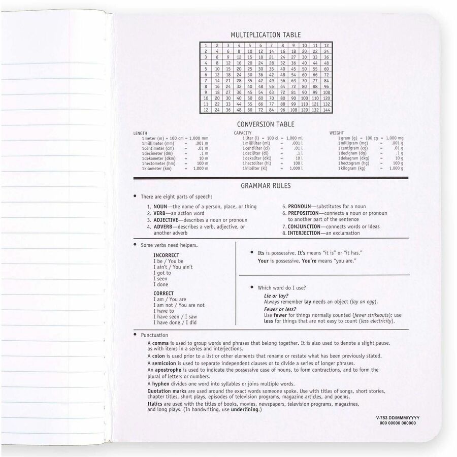 Mead Composition Book - Sewn - 7 1/2" x 9 3/4" Sheet Size - White Paper - Black Marble Cover - 12 / Carton