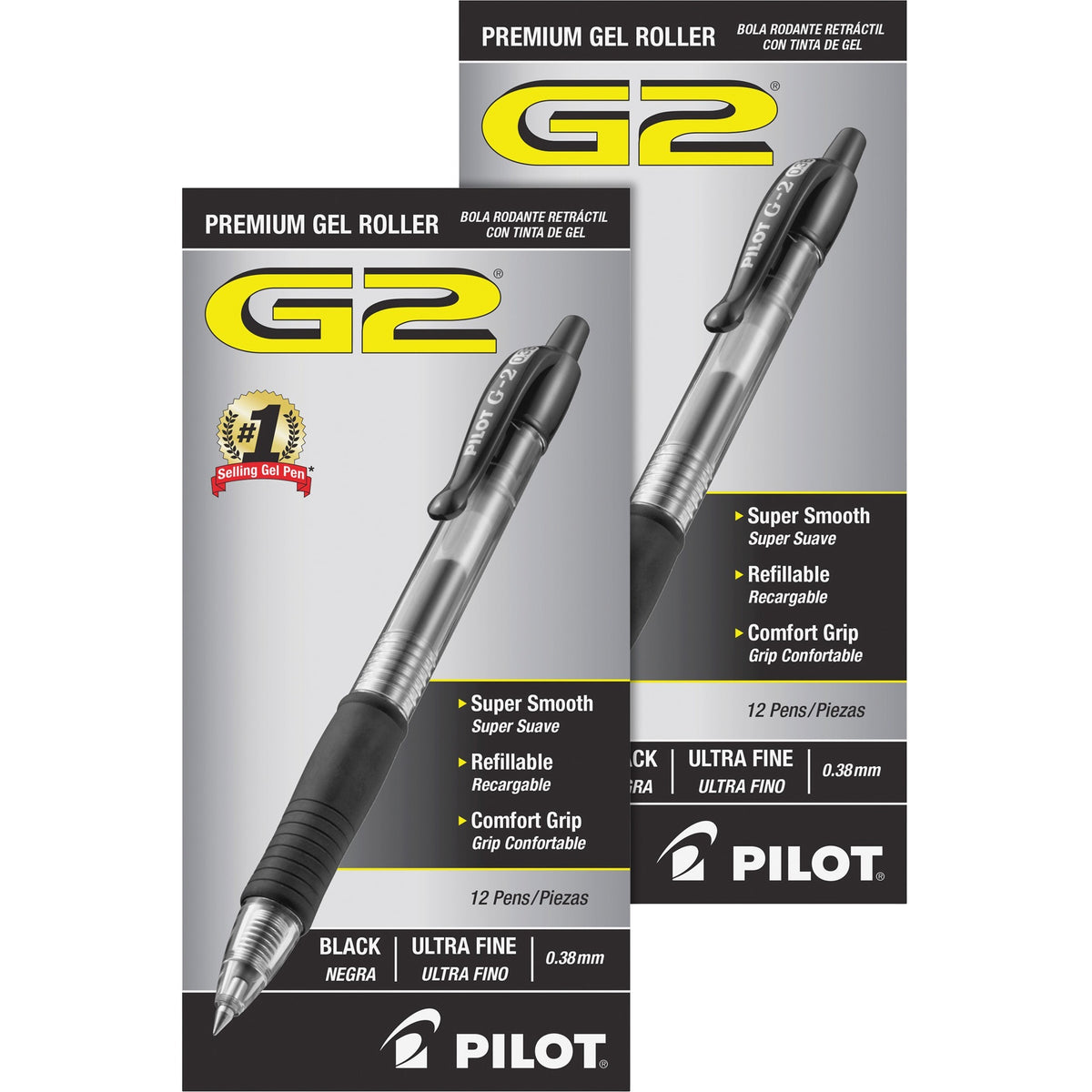 G2 Premium Gel Ink Retractable Pens - Ultra-Fine 0.38mm Point Size - Refillable - Retractable - Black Gel-based Ink - Cl