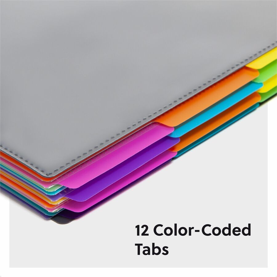 Smead 1/3 Tab Cut Letter Organizer Folder - 8 1/2" x 11" - Spiral Fastener - 24 Inside Back Pocket - Assorted Tab Positi