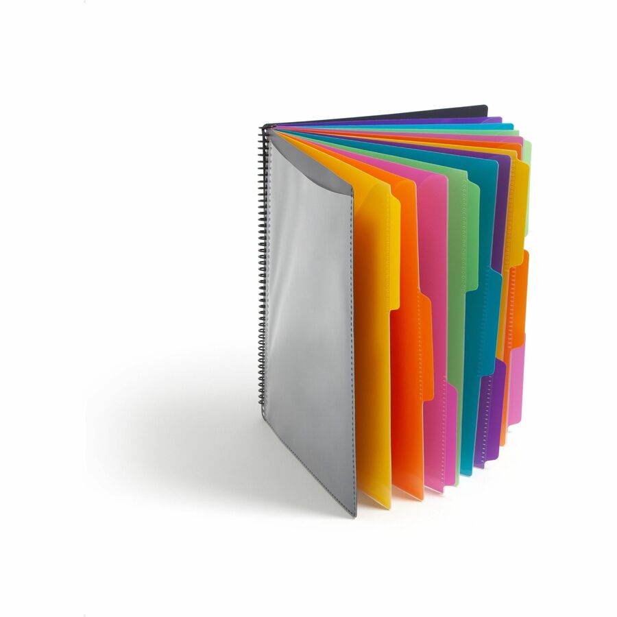 Smead 1/3 Tab Cut Letter Organizer Folder - 8 1/2" x 11" - Spiral Fastener - 24 Inside Back Pocket - Assorted Tab Positi
