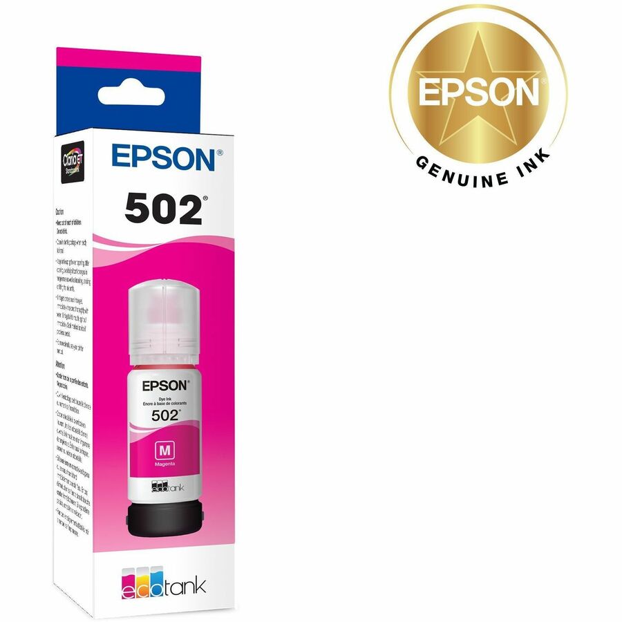 Epson T502, Magenta Ink Bottle - Inkjet - Magenta - 1 Each