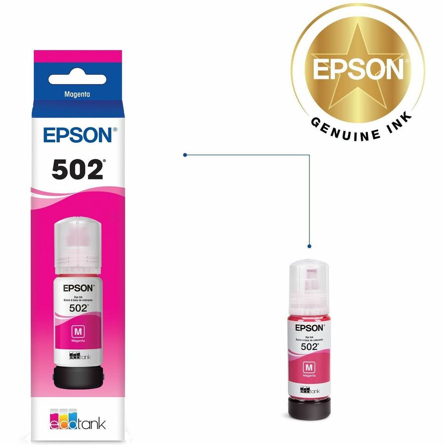 Epson T502, Magenta Ink Bottle - Inkjet - Magenta - 1 Each