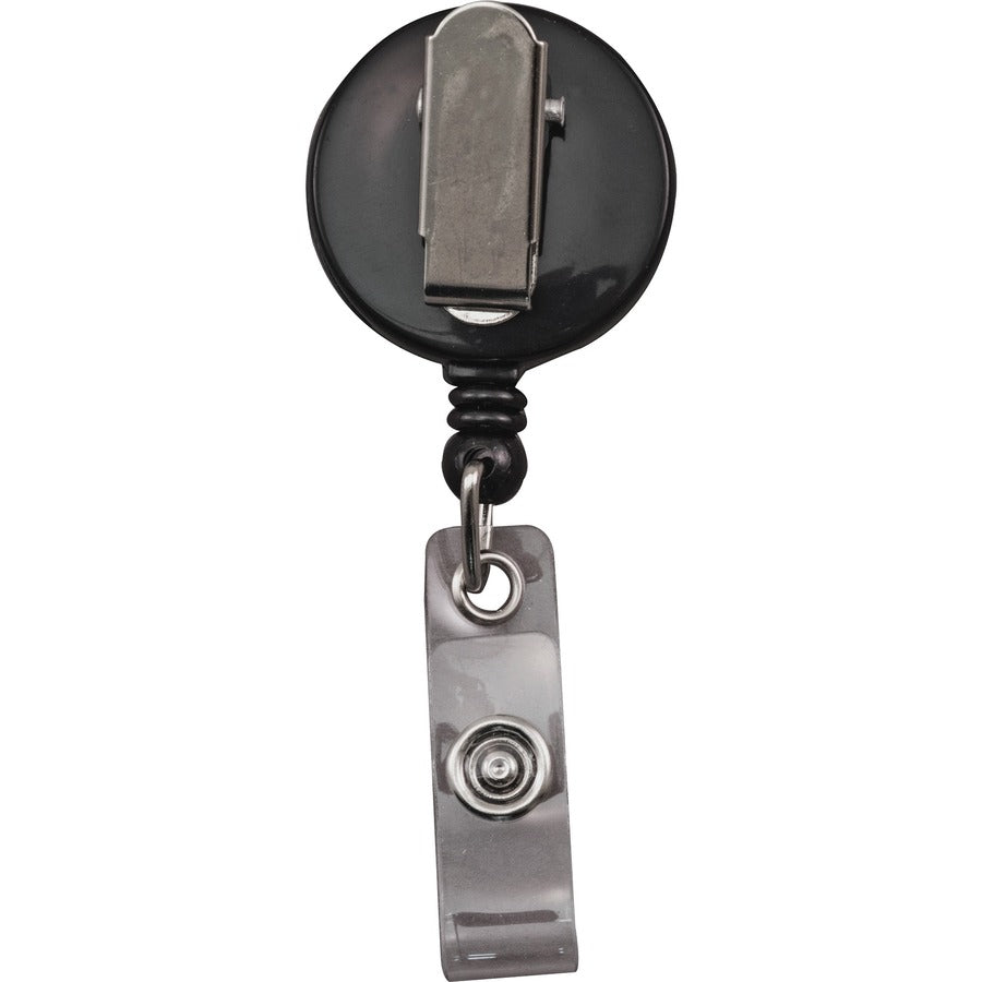 Advantus Snap Clip Retractable ID Reel - Black - Sturdy - 25 / Pack