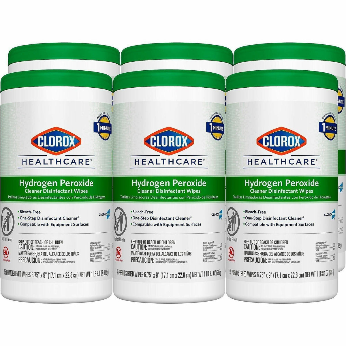 Clorox Healthcare Hydrogen Peroxide Cleaner Disinfectant Wipes - 9" Length x 6.75" Width - Recommended For: Soap Scum Re