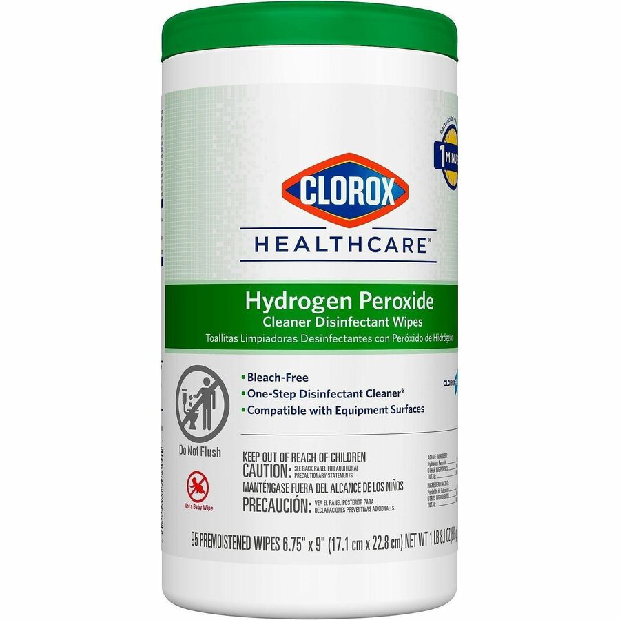 Clorox Healthcare Hydrogen Peroxide Cleaner Disinfectant Wipes - 9" Length x 6.75" Width - Recommended For: Soap Scum Re