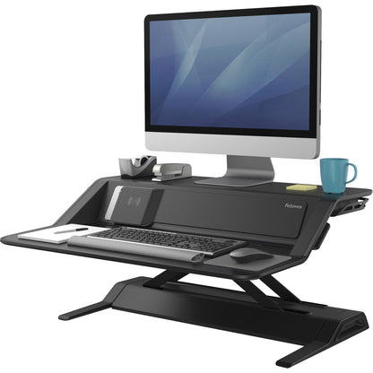 Fellowes Lotus DX Sit-Stand Workstation - 35 lb Load Capacity - 5.50" Height x 32.75" Width x 24.25" Depth - Black - Ant